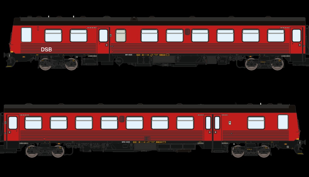 DSB MR4025 DieseltriebWg Ep4b rot, Betr.-Nr.: MR4025 und MRD 4225, großes DSB-Lo