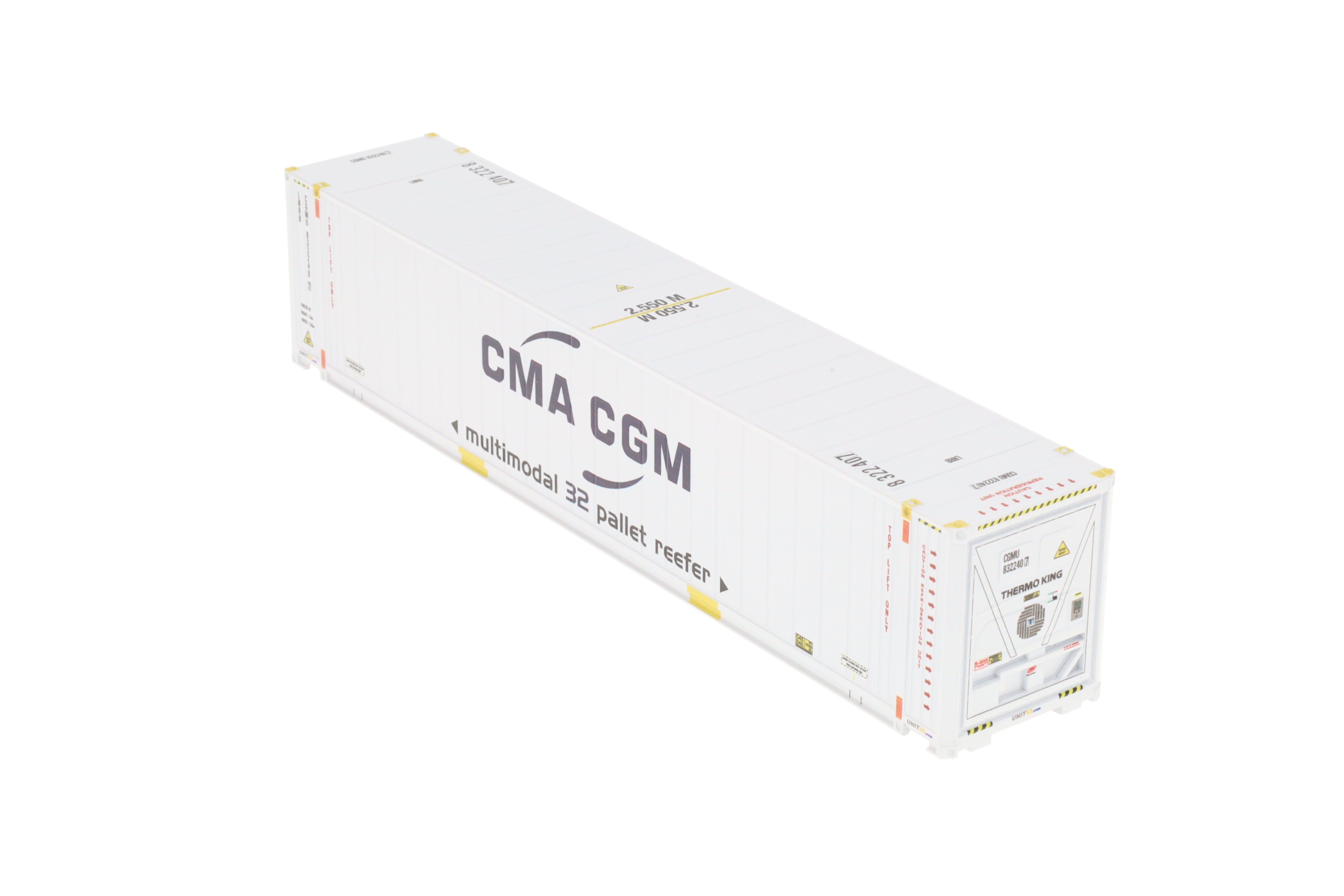 1:87 45´ Container CMA CGM WB-A / Ct45´ (Euro) Reefer (E), "multimodel 32 pallet reefer", UNit 45, # CGMU 832240