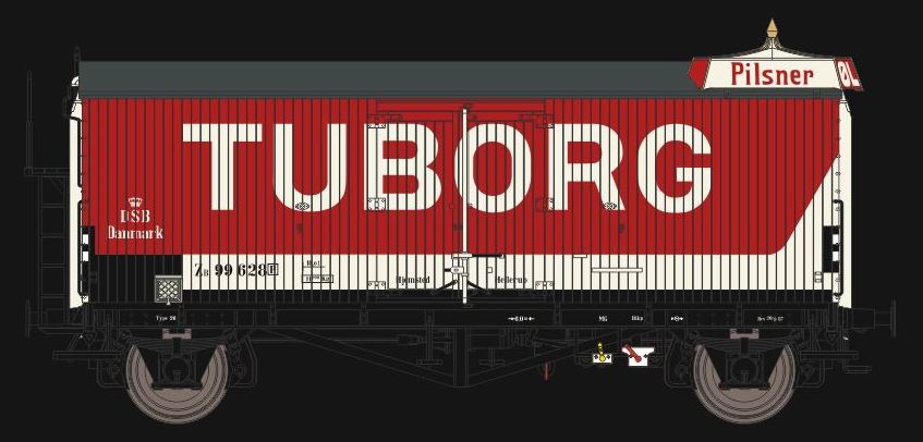 DSB ZB ged GüterWg TUBORG Ep3 rot/weiß, weiße TUBORG-Aufschrift, Betr.-Nr.: 99 6