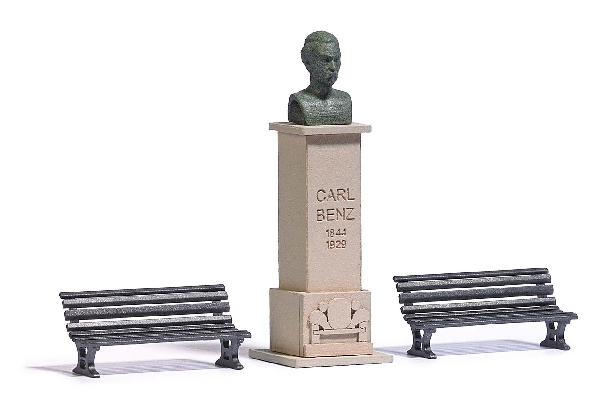 Carl Benz Statue, inkl. Sitzbänken, H0