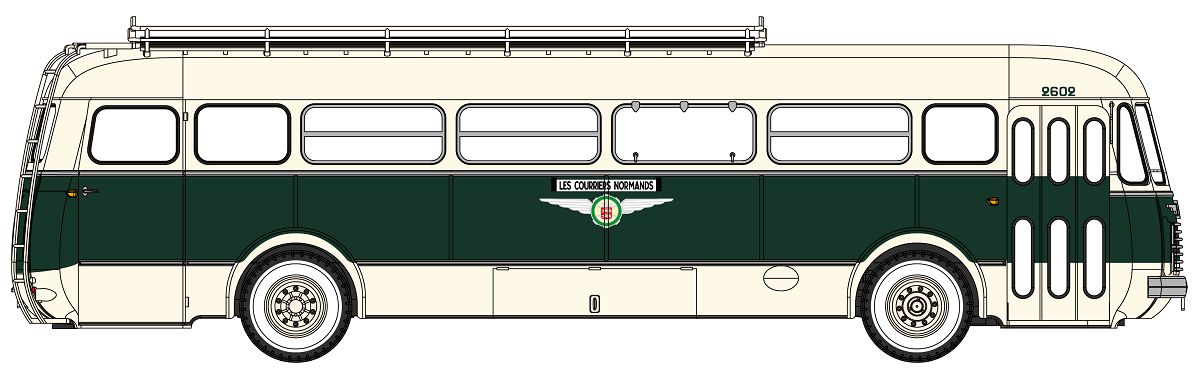 Autobus Renault grün / beige Typ R4190, TRANSCAR, "LES COURRIERS NORMANDS"