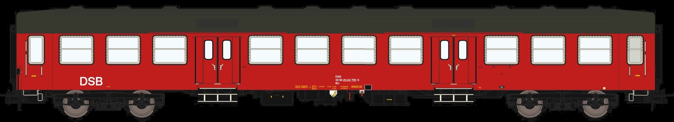 DSB Bn 2.Kl PersonenWag Ep4- rot, Betr.-Nr.: 50 84 20-84 817-8, weißes "DSB"-Emb