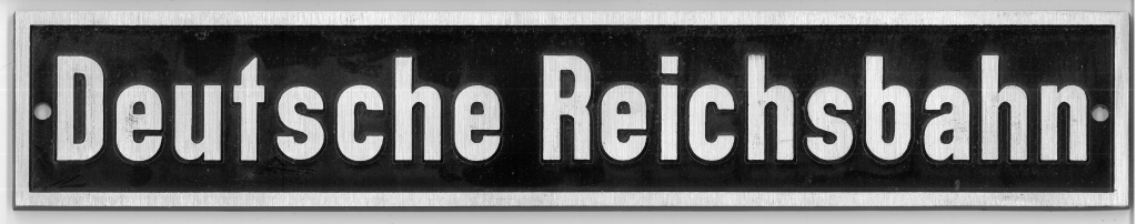 Schild Aluguss Deutsche Reichsbahn, mit Rand, 35 x 6,3 cm