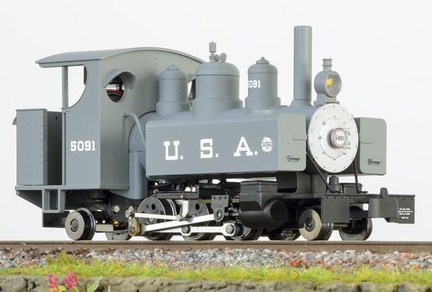 US Baldwin Dampflok 2-6-2 H0e 9mm, grau, offener Führerstand, beschriftet U.S.A.