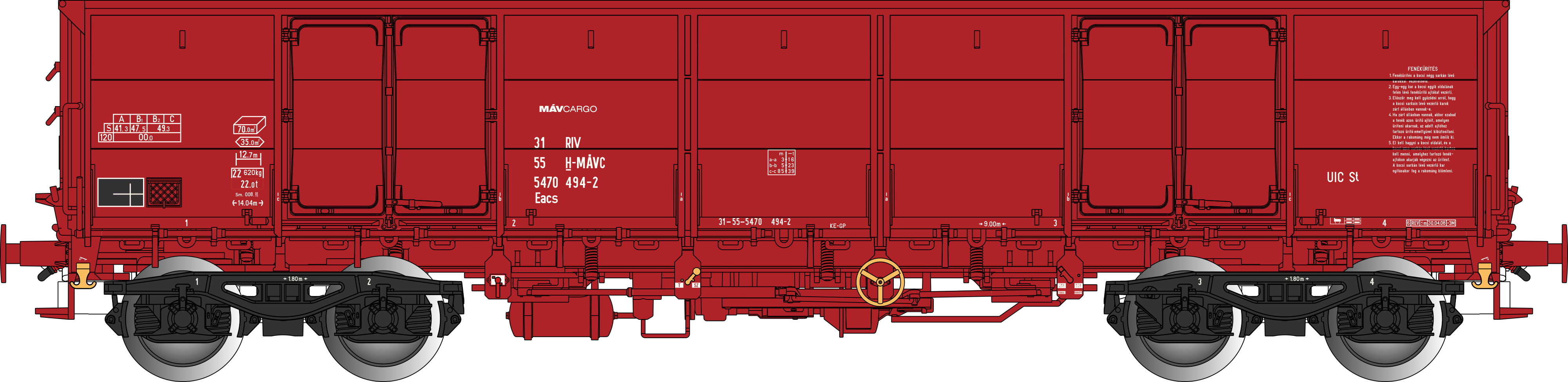 H-MAVC offener Güterwagen Ep6 rotbraun, 4-achsig, Gattung Eacs, RIV, UIC, Betr.-