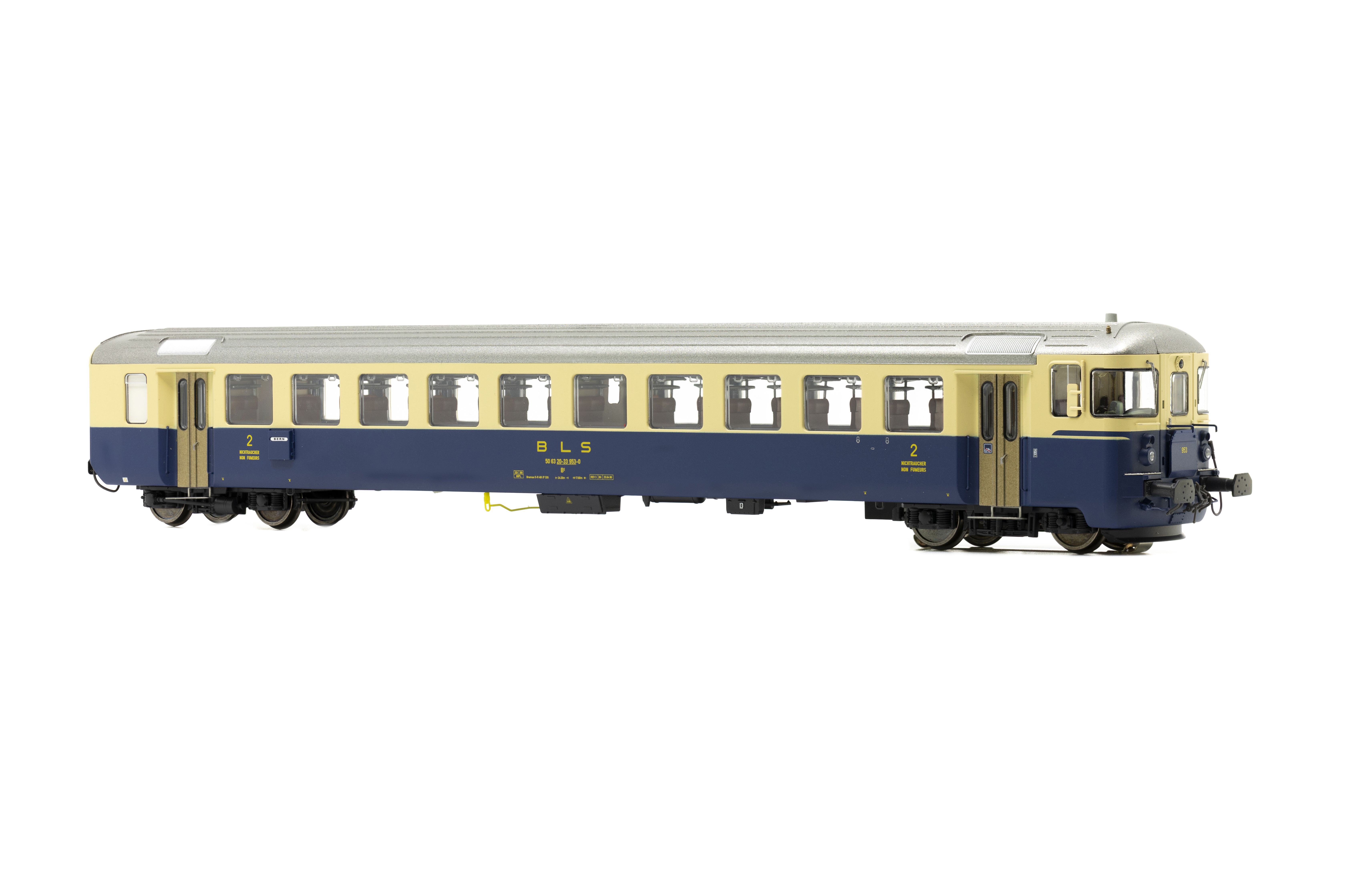 BLS Steuerwagen Bt 953 Ep.IV DC/AC blau / beige, mit Beschriftung "BLS" (Mittels