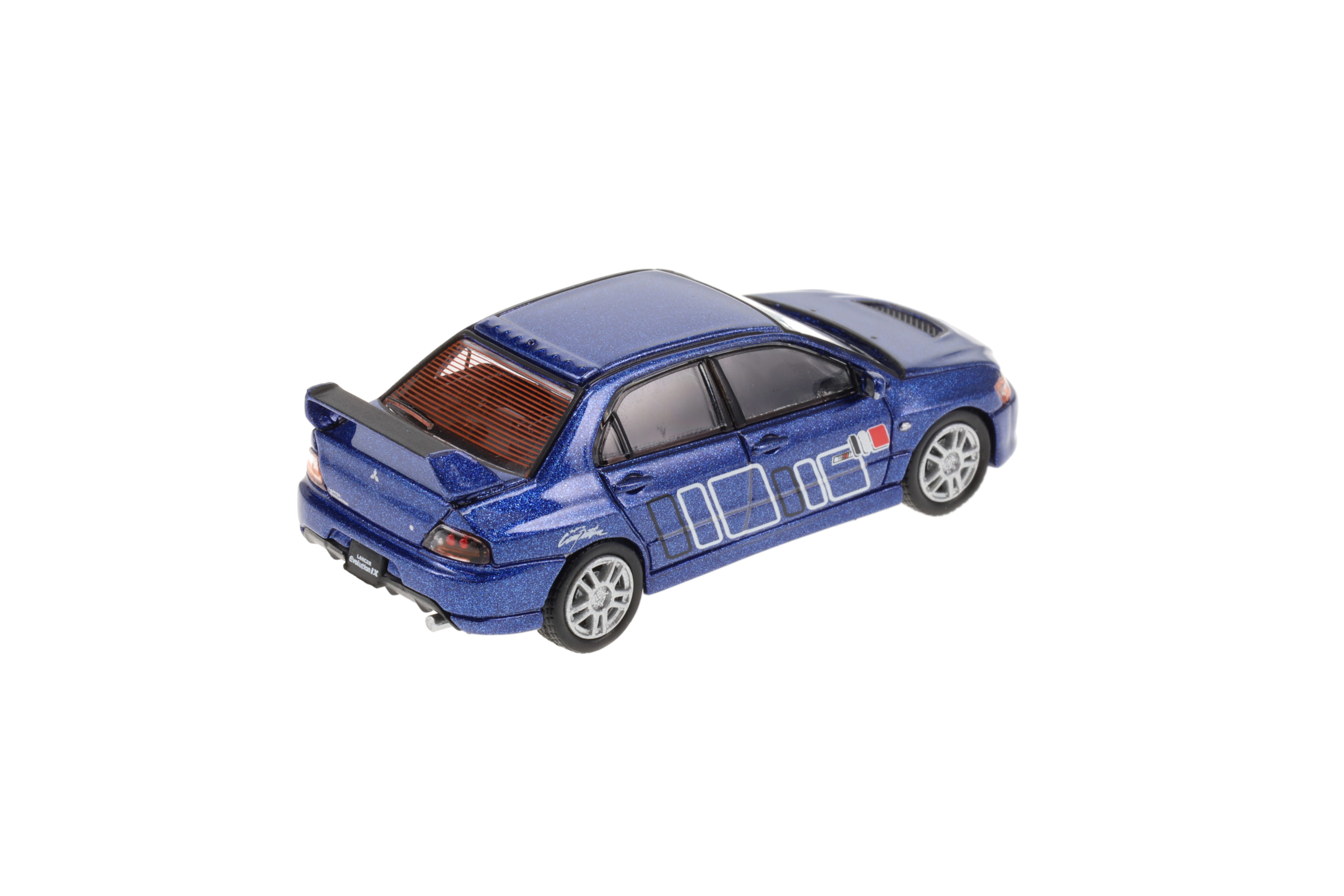 Mitsubishi Lancer Evo 9 blau mit Aufdruck