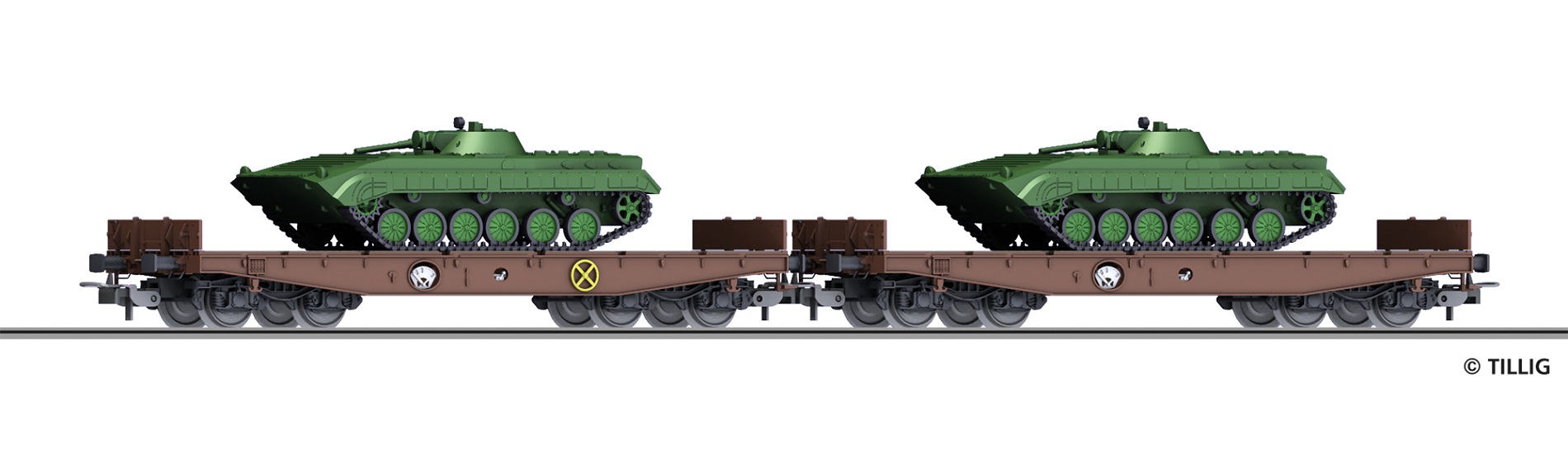 DR Schwerlastwagenset Ep.4 gattung Rmms 3960, mit Ladegut 2 Panzern BMP-1 "NVA",