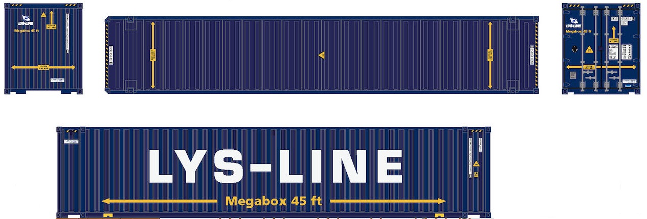 1:87 45´ Container LYS-LINE WB-A HC (Euro), Behälternummer: BNSU 450457