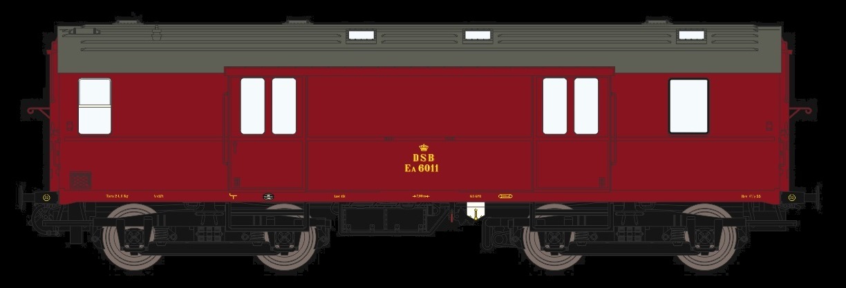 DSB EA Gepäckwagen Ep.3 braun, Betr.-Nr.: 6011, DSB-"Kronen"-Logo, Serie I,