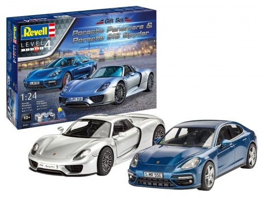 1:24 Porsche Set Spyder + Panamera incl. Farben, Pinsel, Kleber