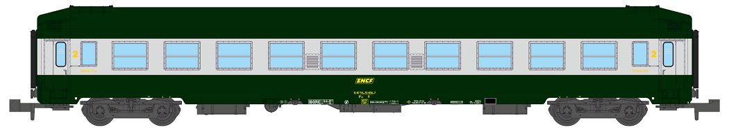 N SNCF 2.Kl. UIC grün/alu Ep4 Liegewagen, 2. Klasse