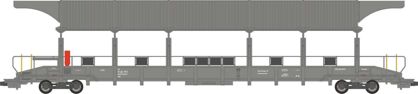 BLS Autotransport Mittelwagen DC Ep.VI überdacht, Lötschberg Autozug Kandersteg-