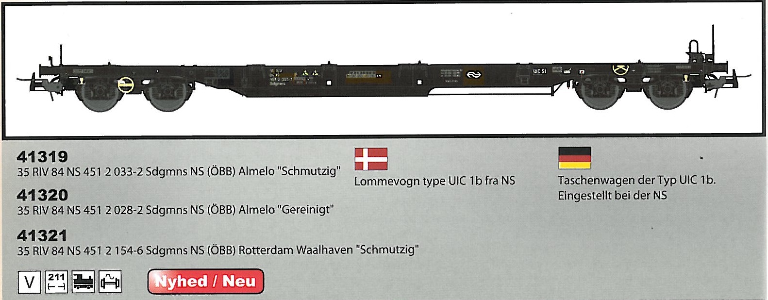 NS (ÖBB) Almelo Taschenwagen Sdgmns, gereinigt