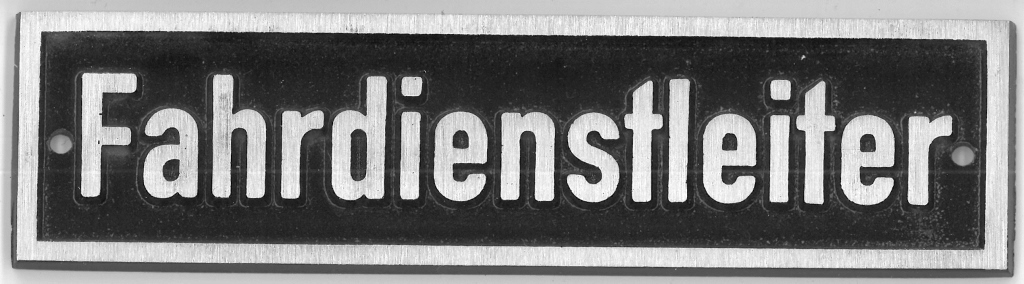 Schild Aluguss Fahrdienst- leiter, 16 x 4 cm