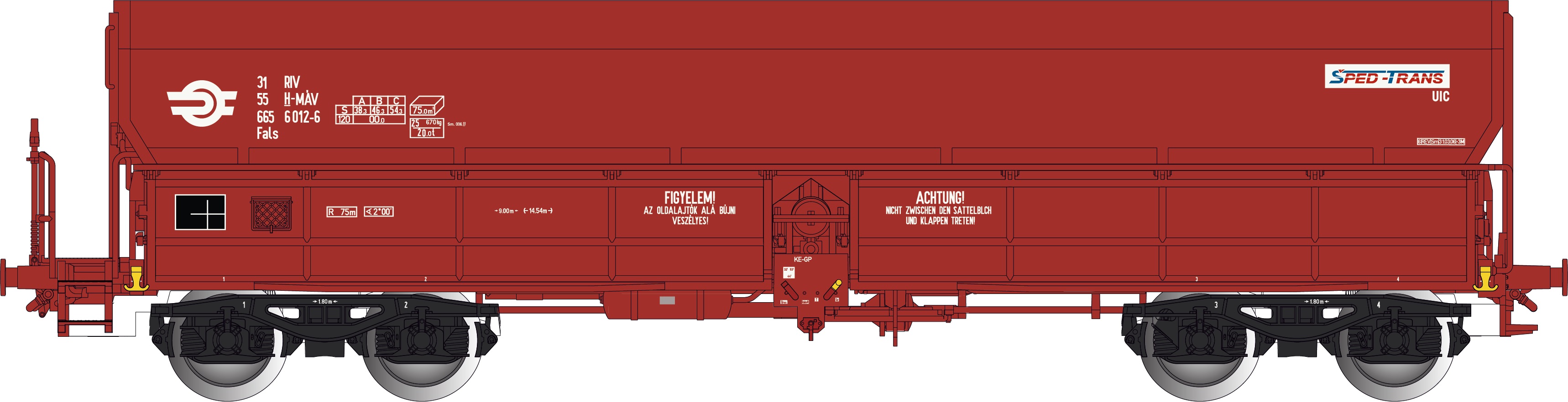 H-MAV SelbstentladeWagen Ep6 4-achsig, Gattung Fals, RIV UIC, Betr.-Nr.: H-MAV 3