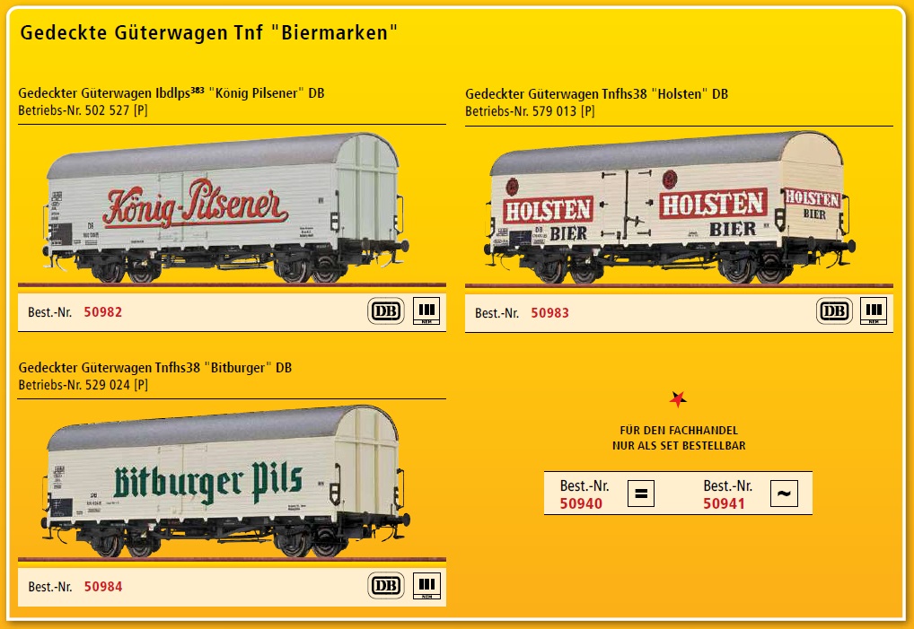 DB gedeckte Güterwagen Set 3tlg. Ep.III "Biermarken" AC