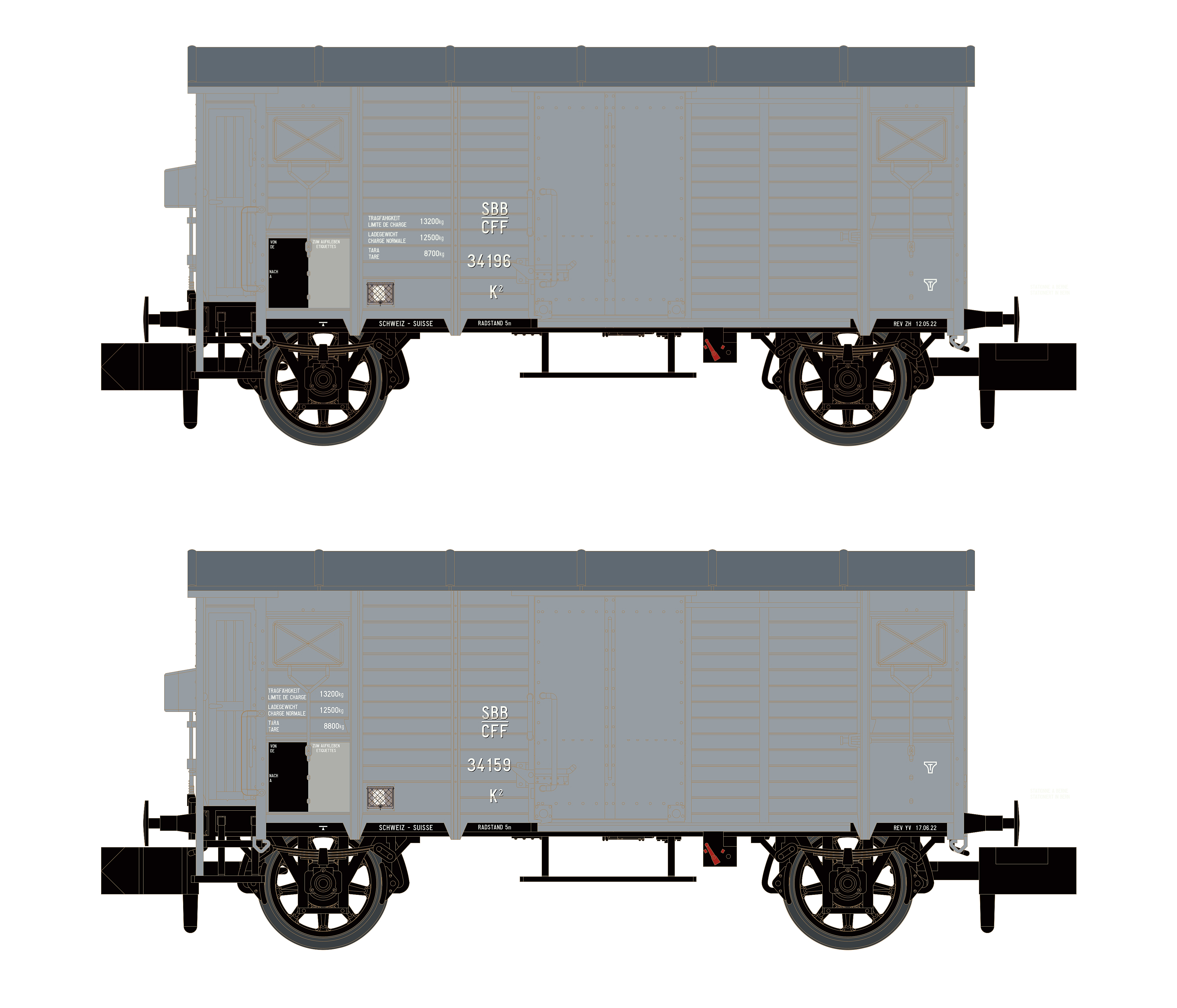 SBB gedeckter Güterwagen Set 2tlg. Ep.II