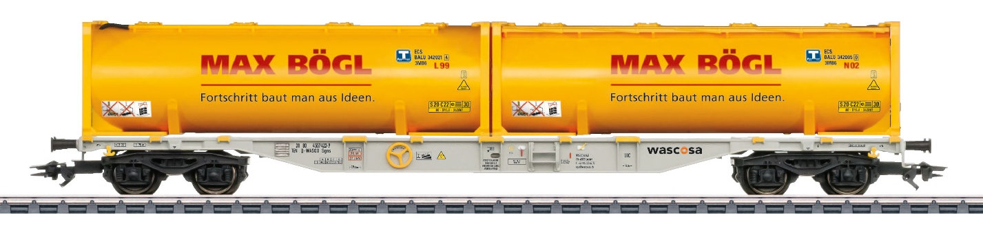 Wascosa Containertragwagen mit 2 Silocontainern "Max Bögl" Ep.VI