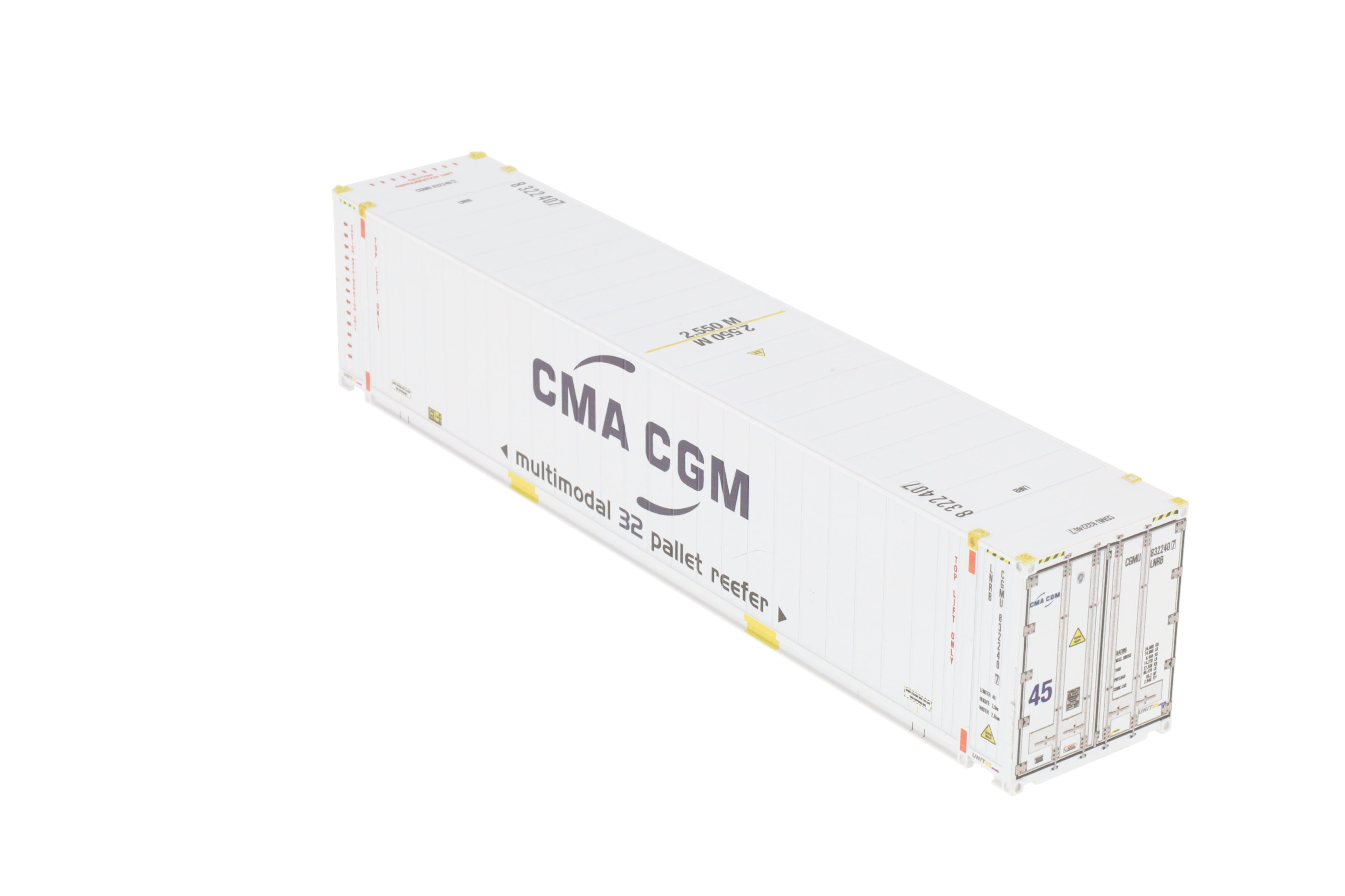 1:87 45´ Container CMA CGM WB-A / Ct45´ (Euro) Reefer (E), "multimodel 32 pallet reefer", UNit 45, # CGMU 832240