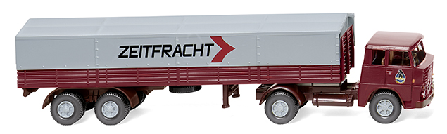 Henschel Pritschenhängerzug Zeitfracht 1:87 Baujahr 1961-1965 rot/grau