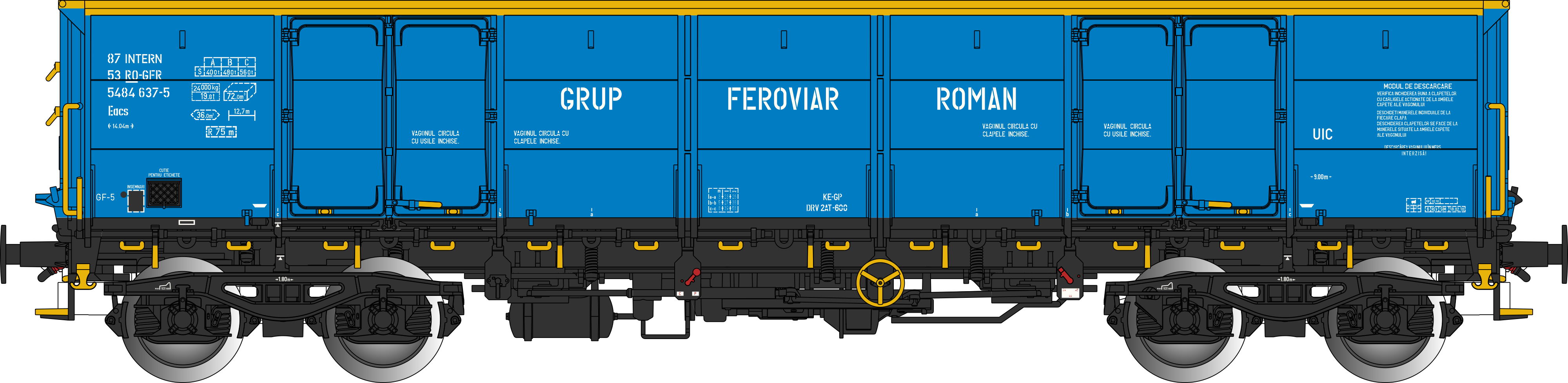 RO-GFR offener Güterwagen Ep6 blau, 4-achsig, Gattung Eacs, UIC, Betr.-Nr.: 87 5