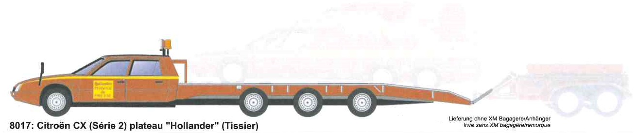 Citroen CX plateau HOLLAND H0 Umbau des CX zum 4-Achser von Tissier für Hollande