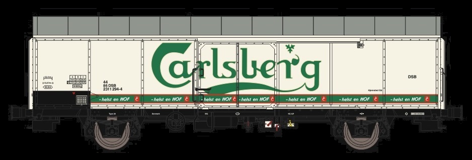 DSB ged GüterWg weiß Ep4-5 grüne CARLSBERG-Aufschrift, Betr.-Nr.: 44 86 231 1 30