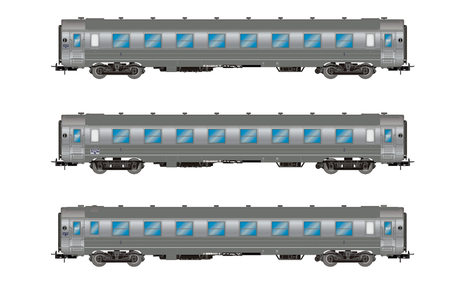 SNCF Personenwagenset 3tlg. DEV Inox Ep.III