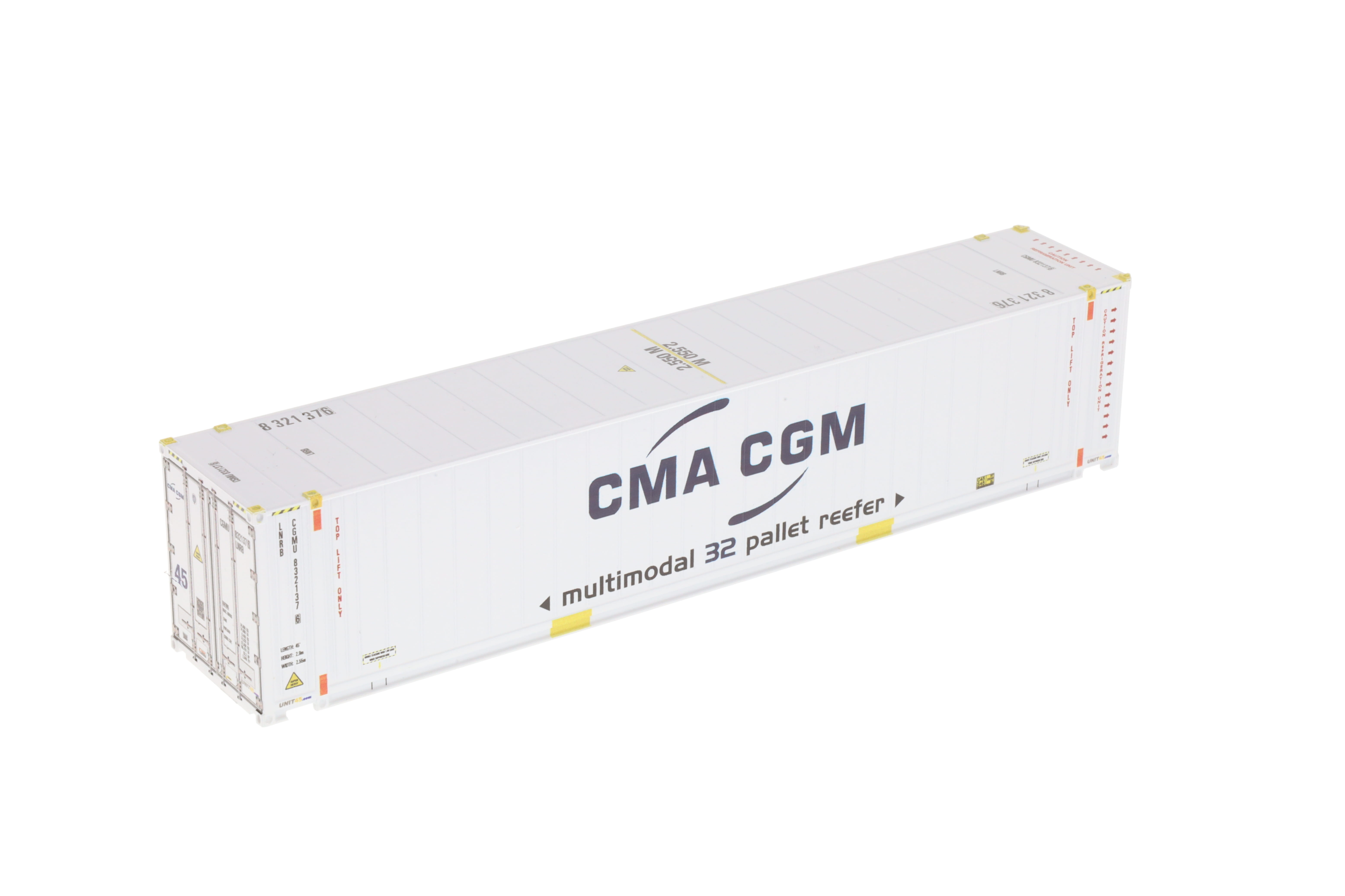 1:87 45´ Container CMA CGM WB-A / Ct45´ (Euro) Reefer (E), "multimodal 32 pallet reefer", UNit 45, # CGMU 832137