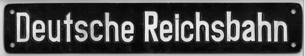 Schild Aluguss Deutsche Reichsbahn, ohne Rand, 34,5 x 5,9 cm