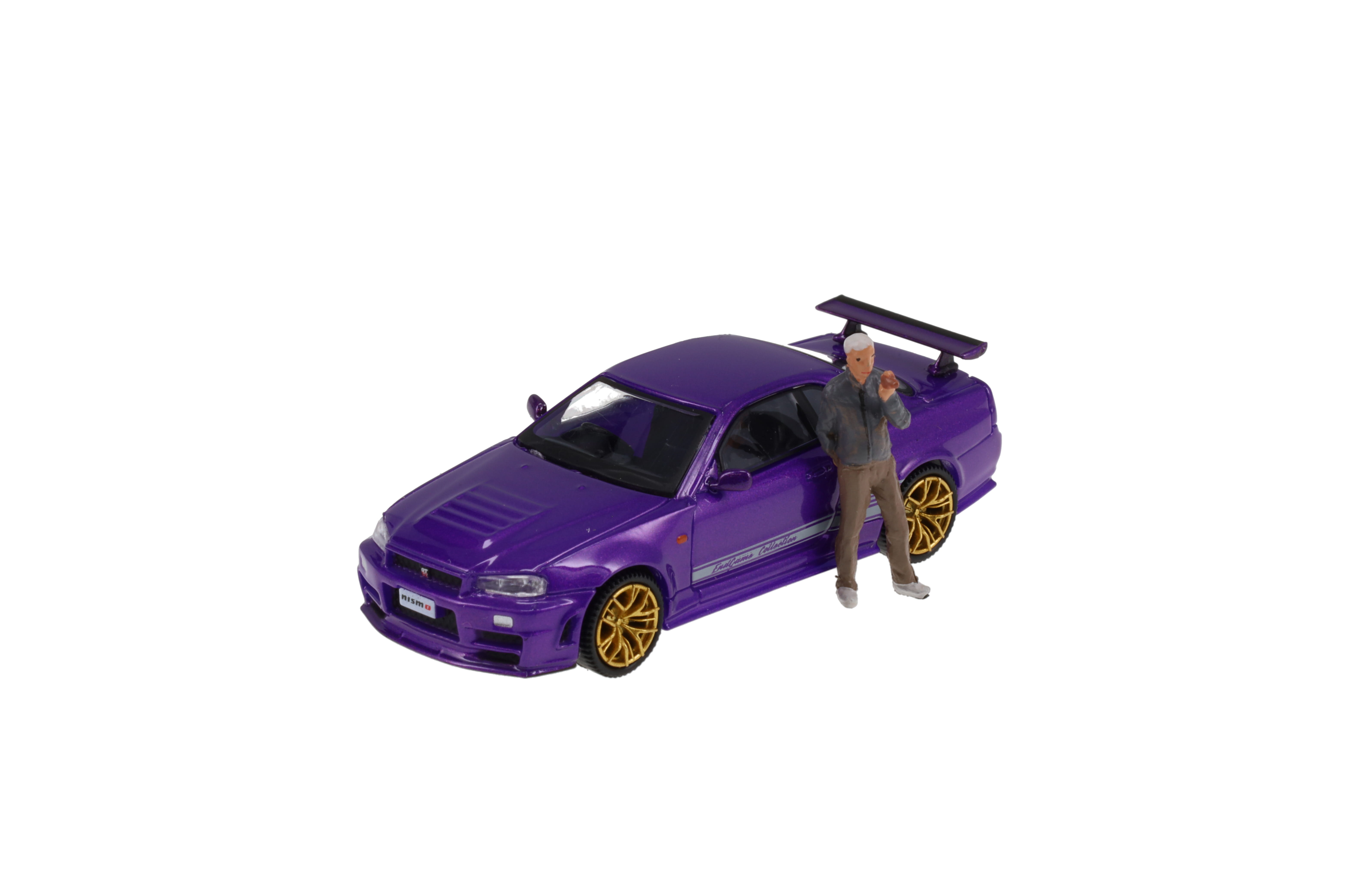 Nissan Skyline GT-R (R34) Australia lila metallic mit Figur