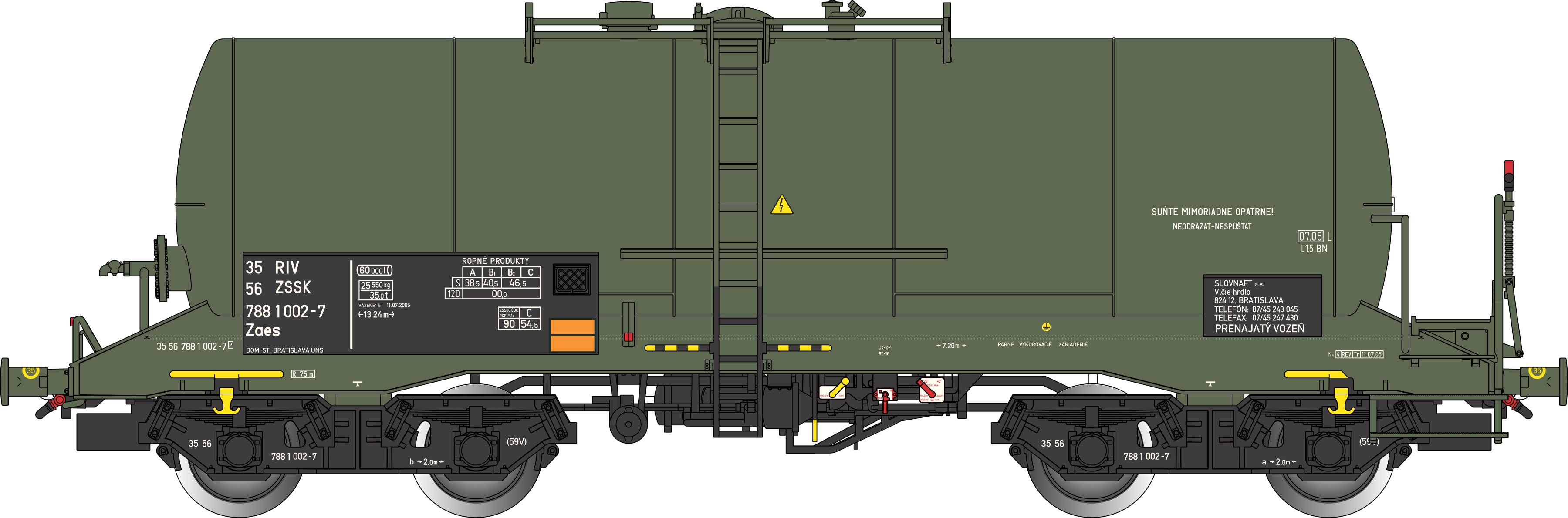 ZSSK Kesselwagen grün Ep.5 Gattung Zaes, RIV, Betr.-Nr.: 35 56 788 1 002-7 P