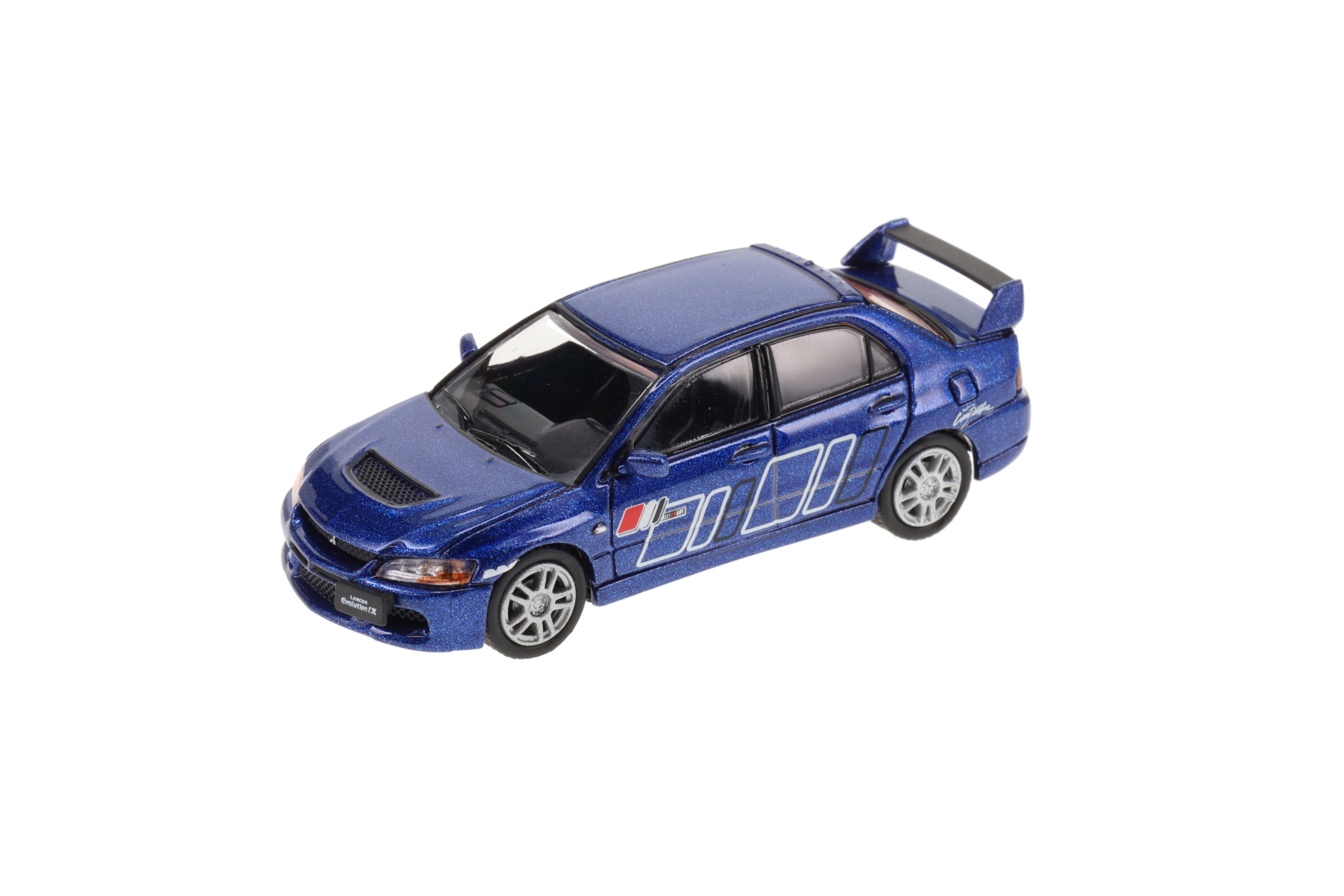 Mitsubishi Lancer Evo 9 blau mit Aufdruck