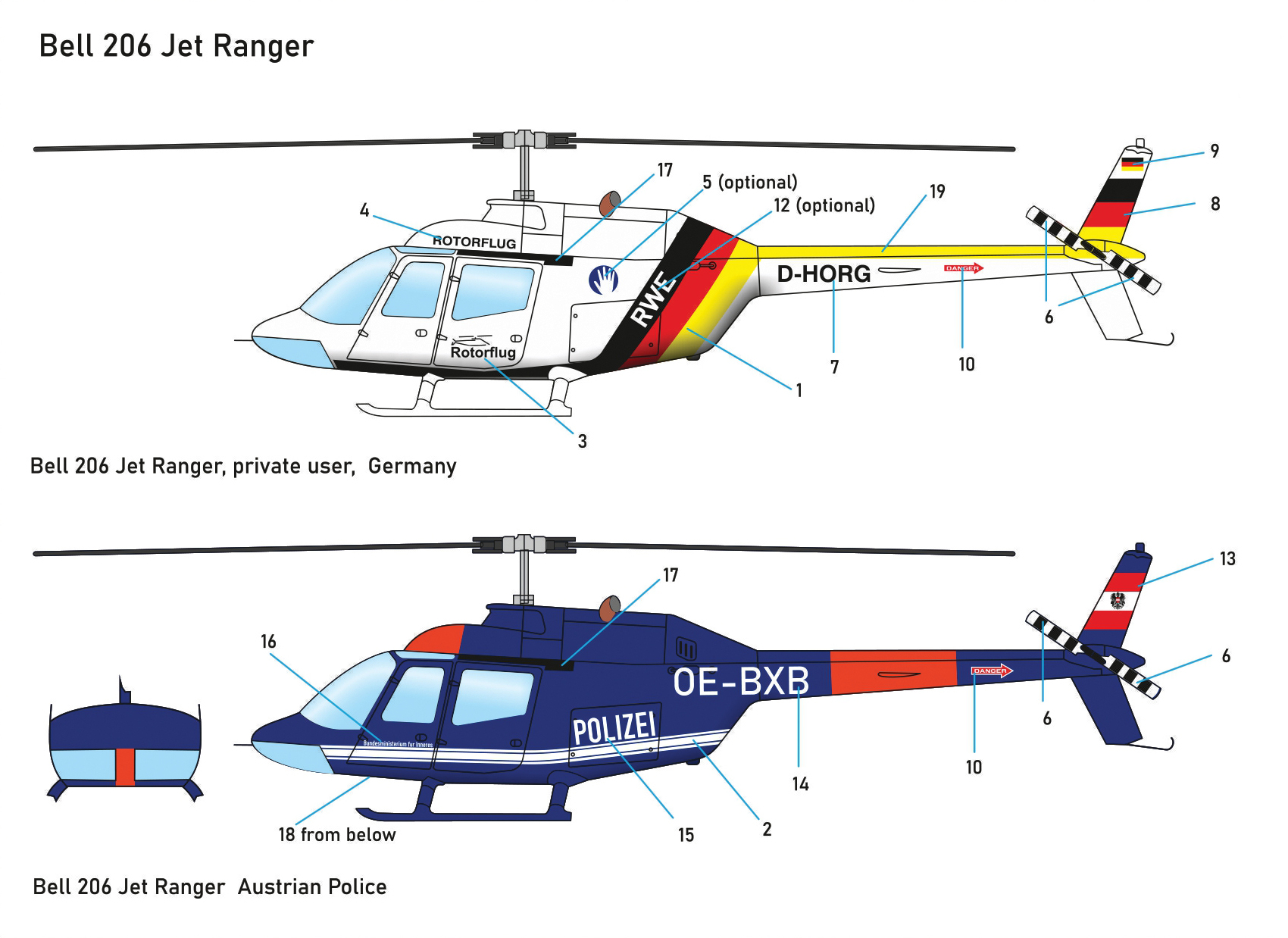 1:144 Hubschrauber Bell 206 Jet Ranger Polizei / Rotorflug Bausatz