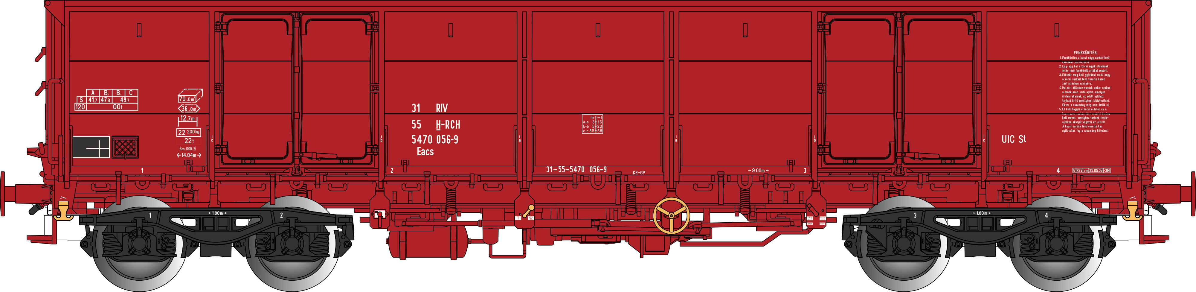 H-RCH offener Güterwagen Ep6 rotbraun, 4-achsig, Gattung Eacs, RIV, UIC, Betr.-N