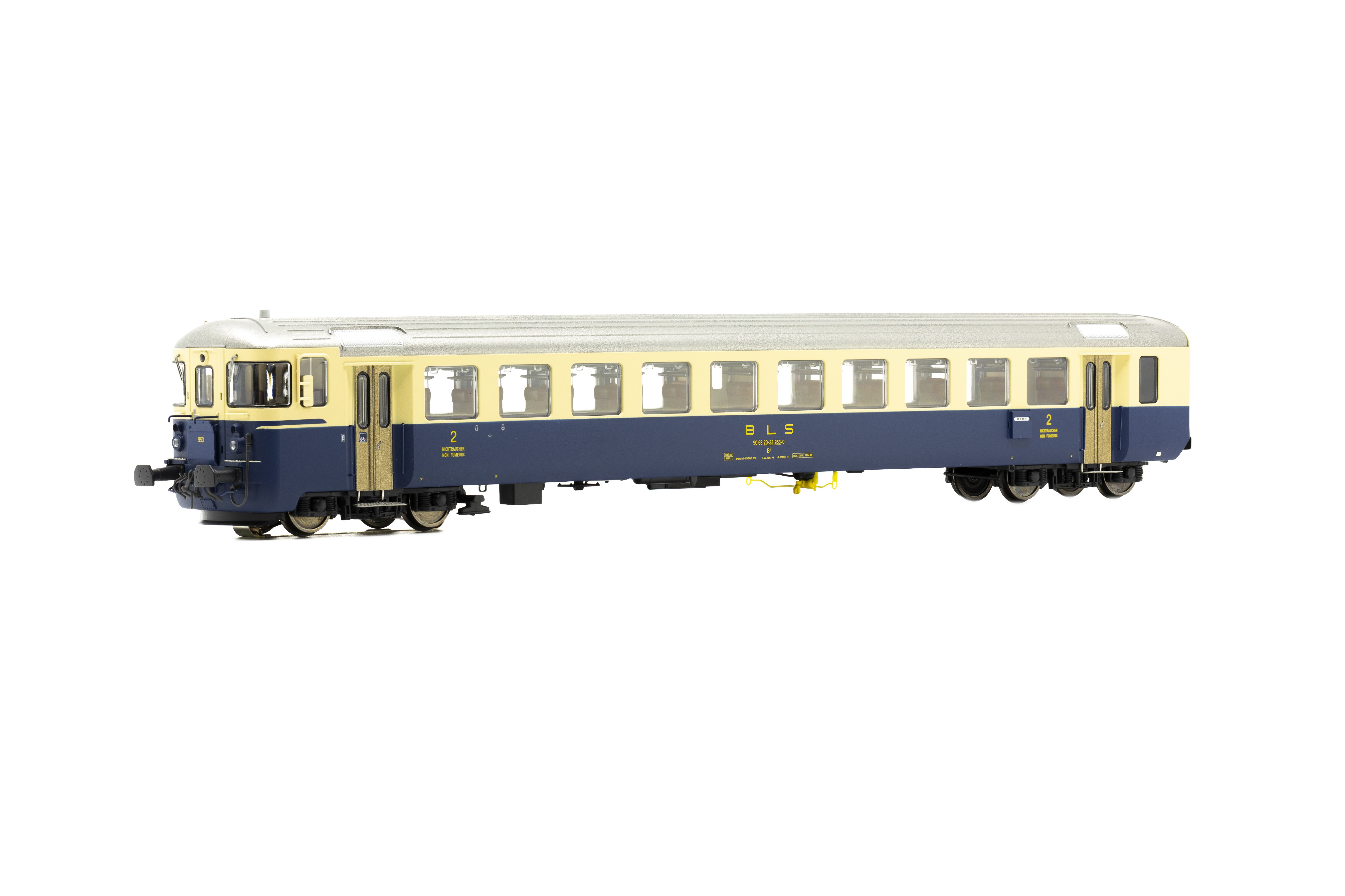 BLS Steuerwagen Bt 953 Ep.IV DC/AC blau / beige, mit Beschriftung "BLS" (Mittels