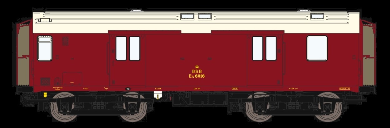 DSB EA Gepäckwagen Ep.3 braun, Betr.-Nr.: 6017, DSB-"Kronen"-Logo, Serie II, Fal