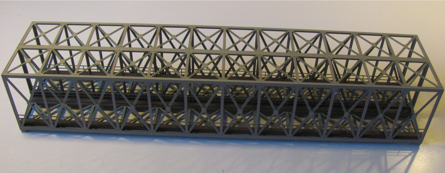 Fachwerk-Kastenbrücke 2-gleisig resedagrün, Länge 537mm