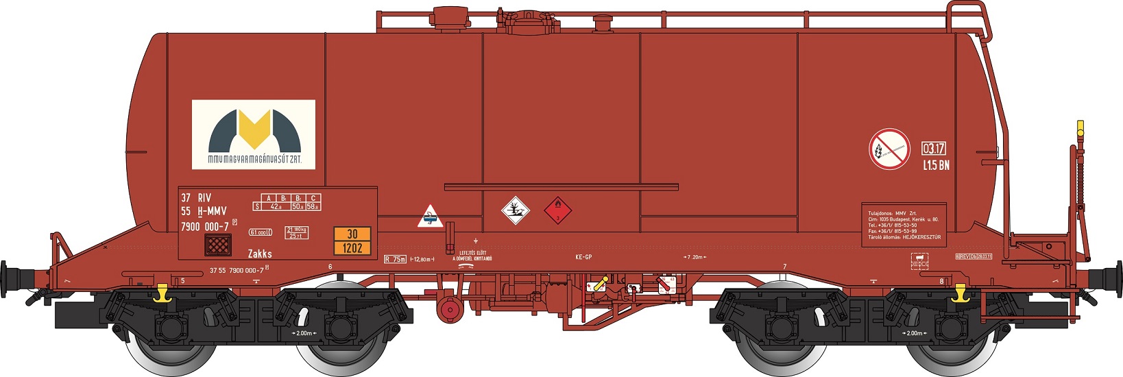 H-MMV KesselWag rotbraun Ep6 Gattung Zakks, RIV, Betr.-Nr.: 37 55 7900 000-7