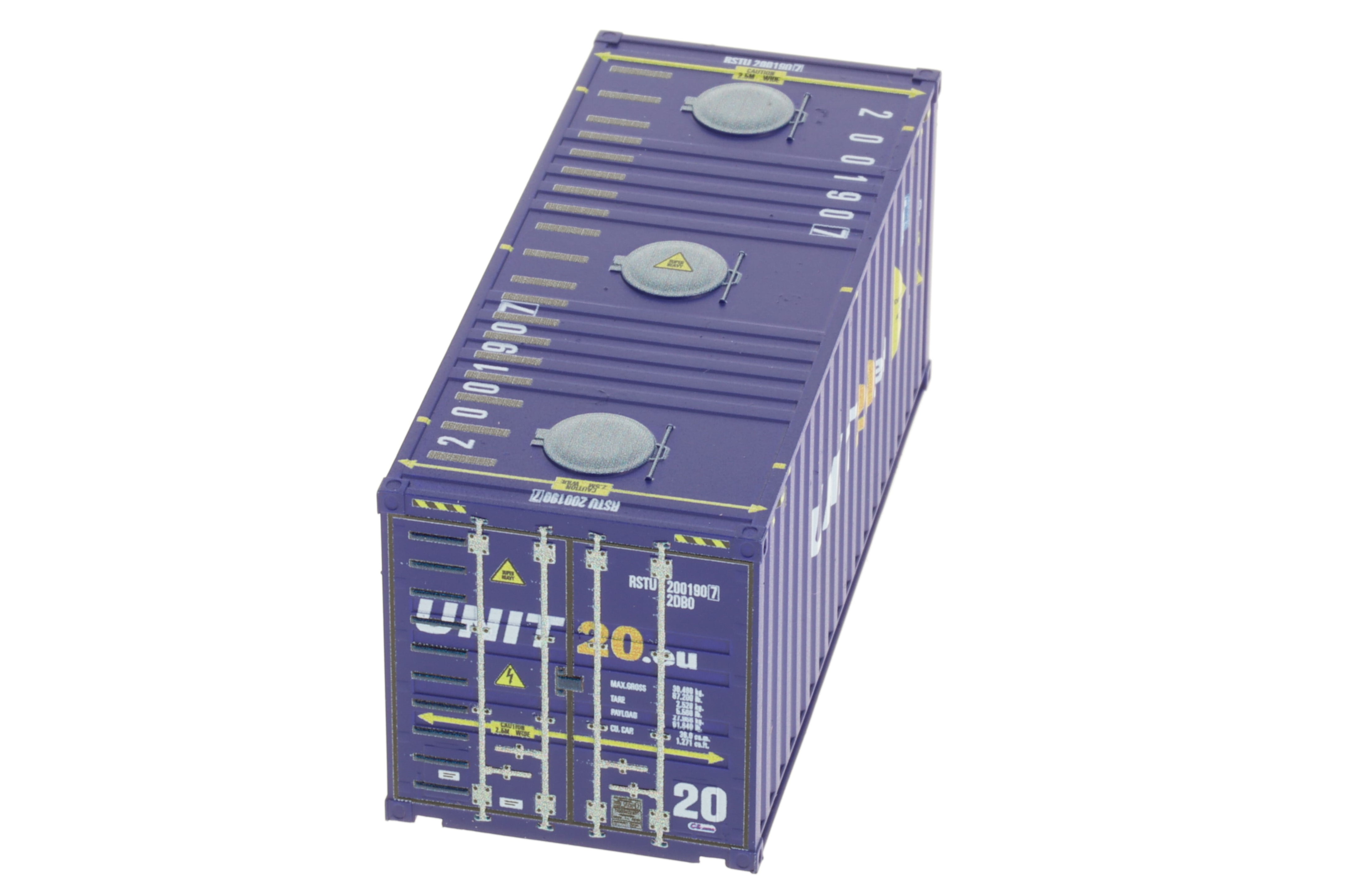 1:87 20´Bulk-Container UNIT20 blau, Behälternummer: RSTU 200190