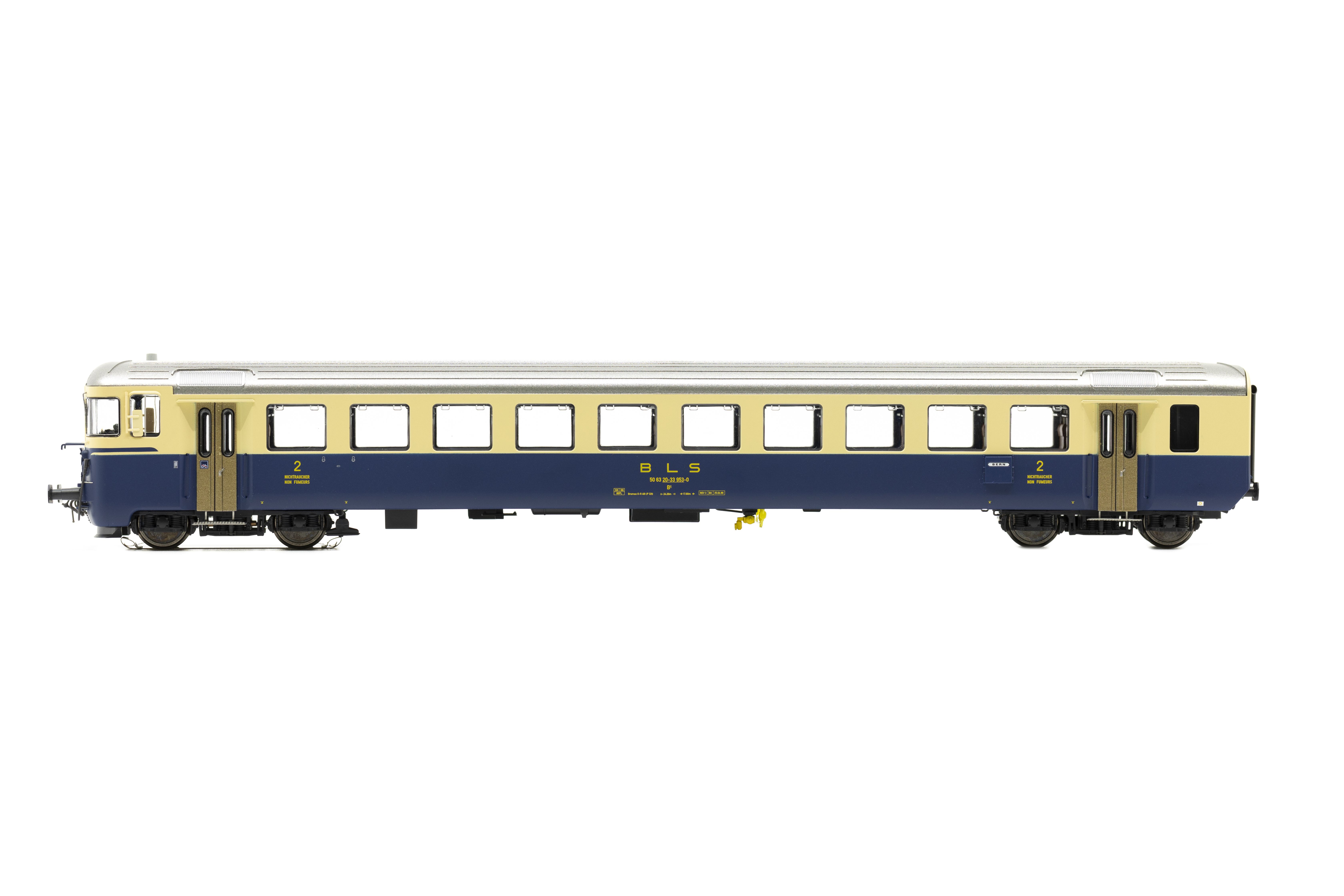 BLS Steuerwagen Bt 953 Ep.IV DC/AC blau / beige, mit Beschriftung "BLS" (Mittels