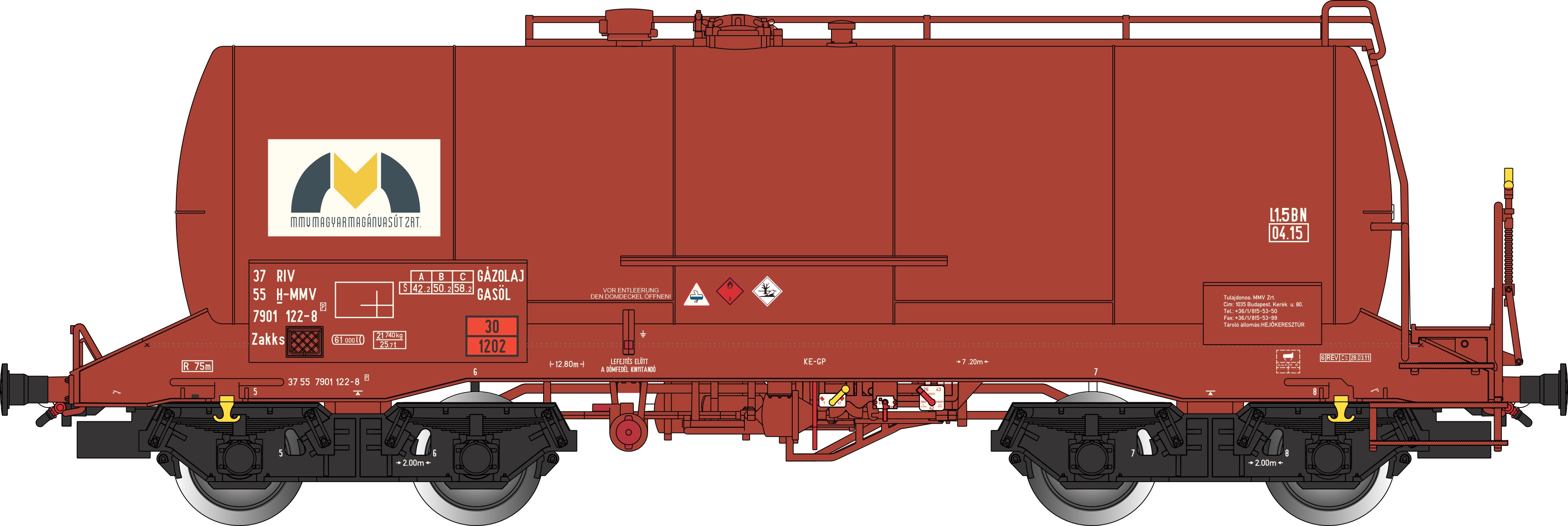 H-MMV Kesselwagen braun Ep.6 MMV, Gattung Zakks, RIV, Betr.-Nr.: 37 55 7901 122-