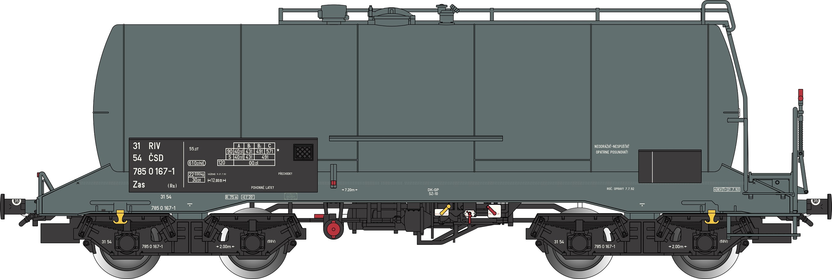 CSD Kesselwagen grau Ep5 Gattung Zas, RIV, Betr.-Nr.: 31 54 785 0 167-1