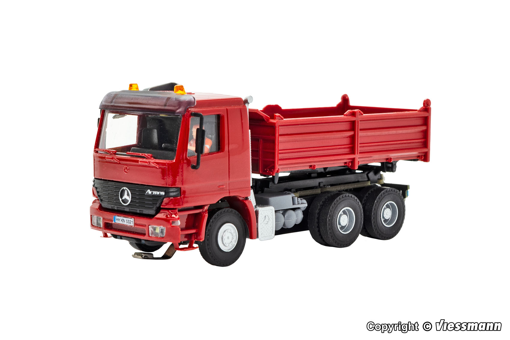 H0 MB ACTROS Muldenkipper rot H0 MB ACTROS 3-achs Muldenkipper mit Rundumleuchten, Basis, Funktionsmodell