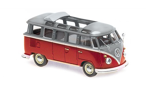 VW T1 Samba Bus`1961 grau-rot Dach geschlossen Volkswagen 1:43 Die Cast