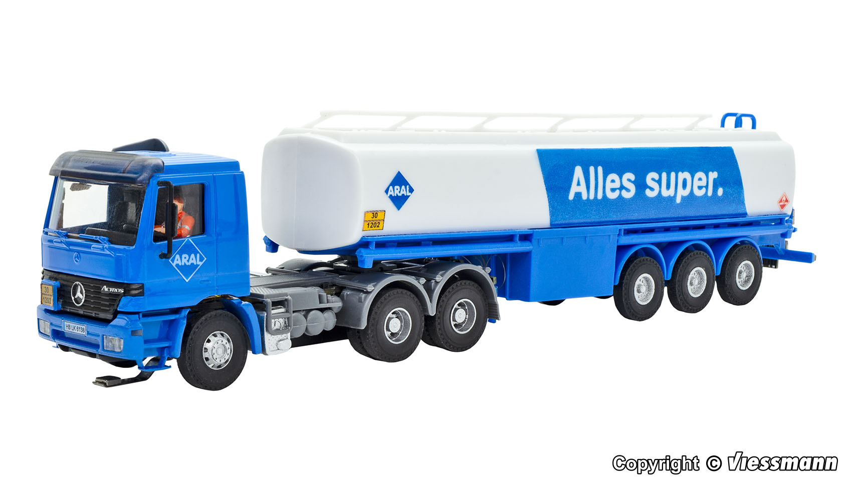 H0 MB ACTROS Zugmaschine ARAL 3-achs Zugmaschine mit ARAL Tankauflieger, Funktionsmodell